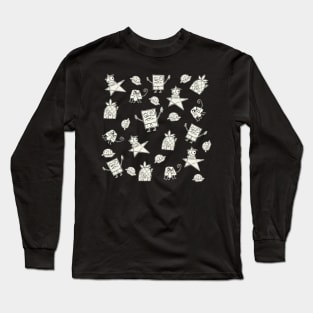 Doodle Bob Pattern Long Sleeve T-Shirt